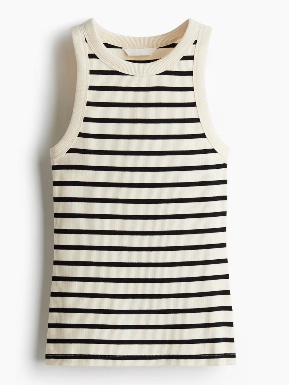 H&M Striped Ribbed Tank Top - Black & Cream
